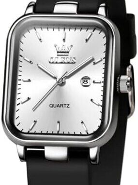 Women's White Square Silicone Band Waterproof Luxury Elegant Casual Wrist Watch